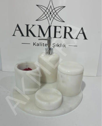 Kulpsuz Kapak Gerçek Mermer 5 Parça Banyo Set