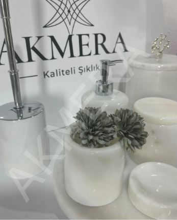 Akmera Elite 7 Parça %100 Gerçek Mermer Banyo Seti