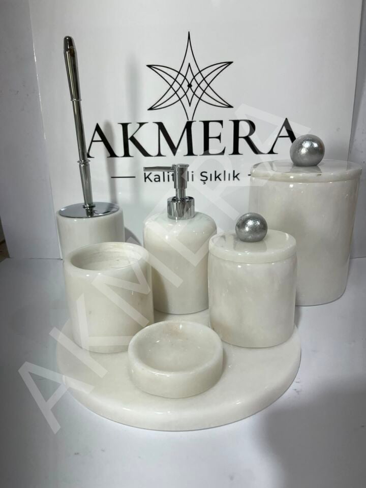 Tüm Parçası Mermer Ultra Lüks 7 Parça Banyo Seti