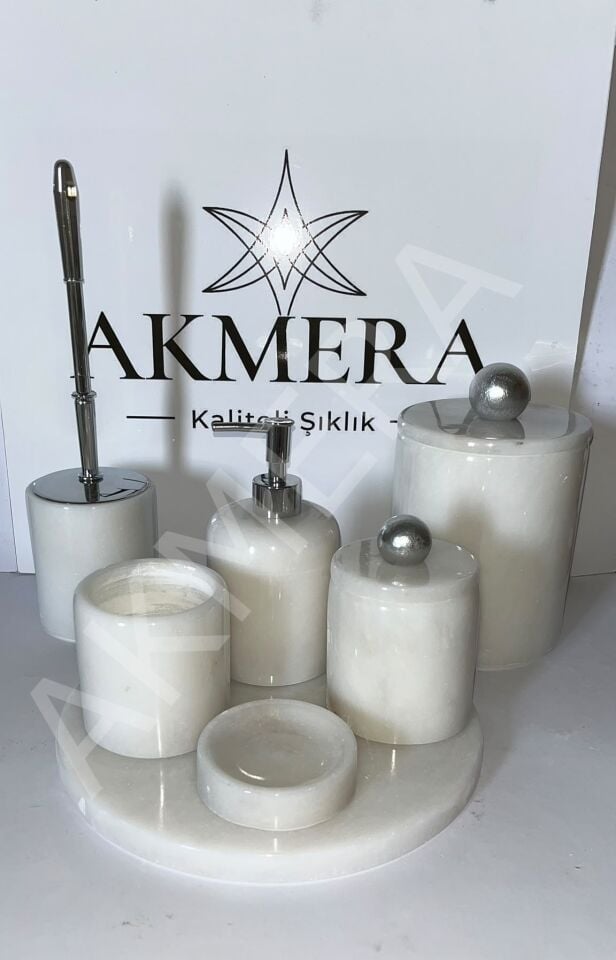 Tüm Parçası Mermer Ultra Lüks 7 Parça Banyo Seti