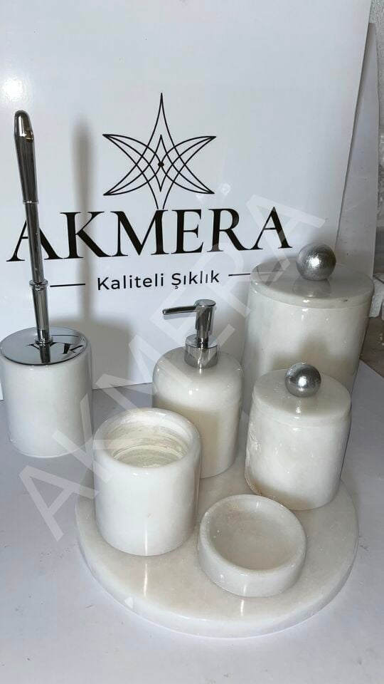 Tüm Parçası Mermer Ultra Lüks 7 Parça Banyo Seti