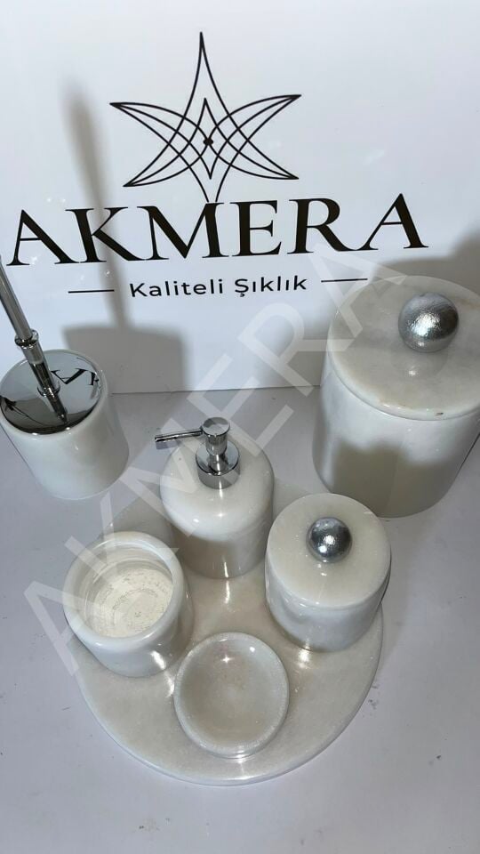 Tüm Parçası Mermer Ultra Lüks 7 Parça Banyo Seti