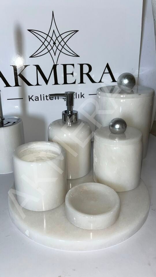 Tüm Parçası Mermer Ultra Lüks 7 Parça Banyo Seti
