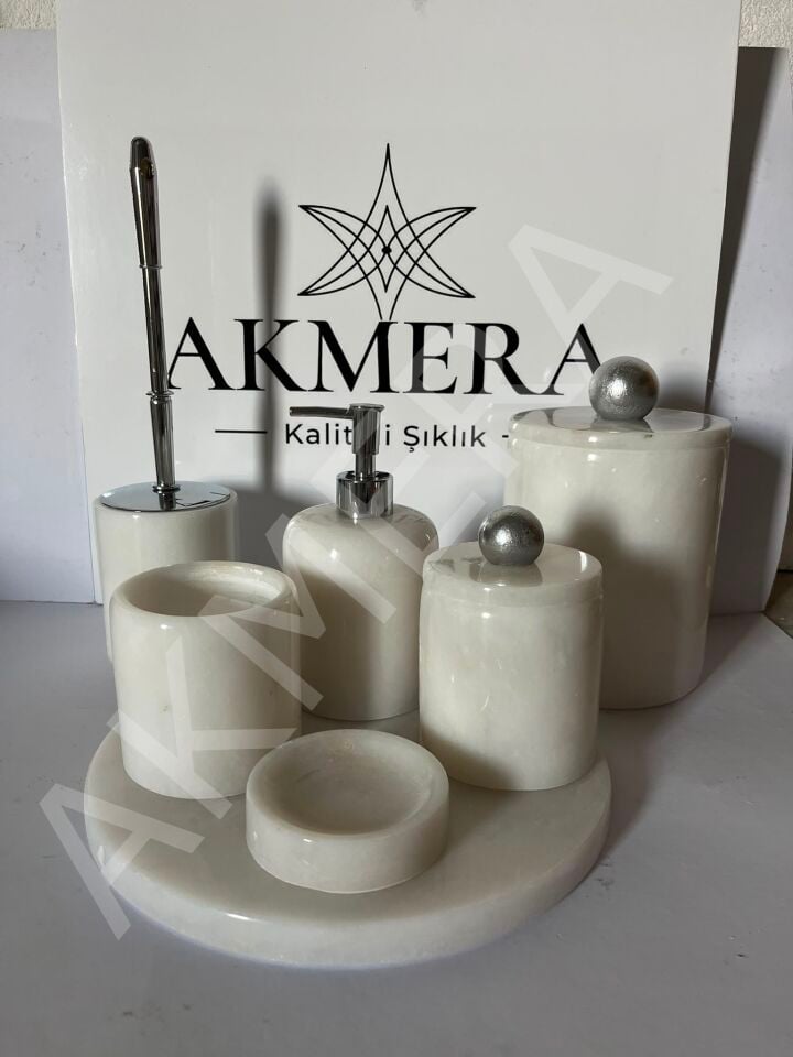 Tüm Parçası Mermer Ultra Lüks 7 Parça Banyo Seti