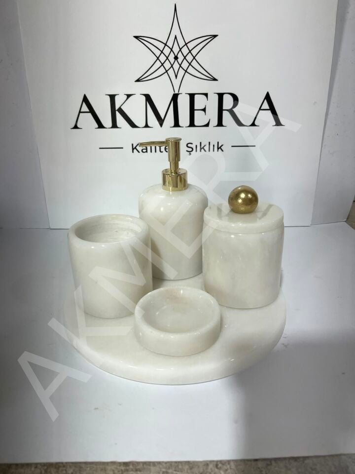 Tüm Parçası Mermer Ultra Lüks 5 Parça Banyo Seti