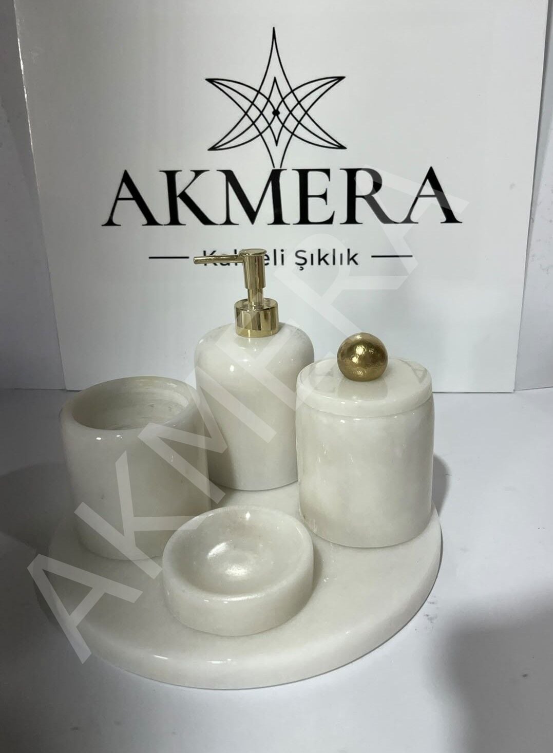 Tüm Parçası Mermer Ultra Lüks 5 Parça Banyo Seti