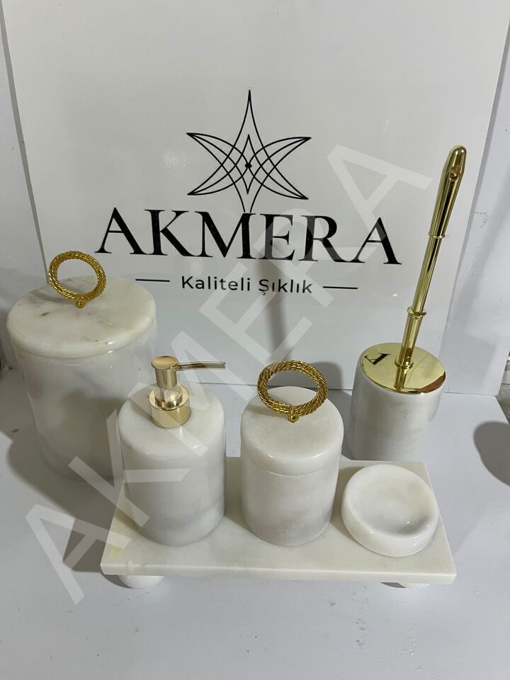 6 Parça Ultra Lüks Dikdörtgen Tepsi Banyo Setimiz
